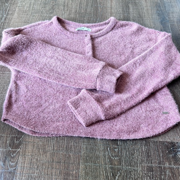 Hollister Quarter Button-Up Cropped Long Sleeve Super-Soft Sweater XS - Picture 5 of 8